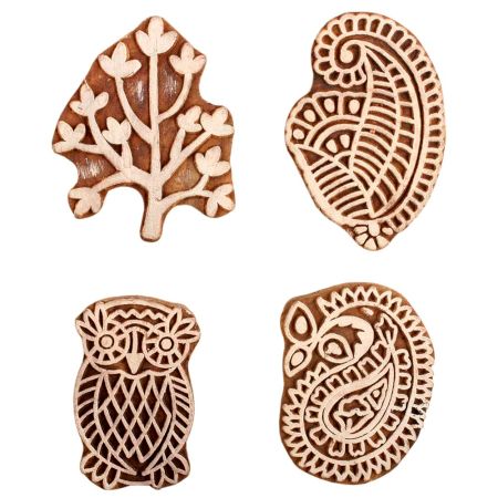 Set of 4 Piece New Mix Wooden Printing Block